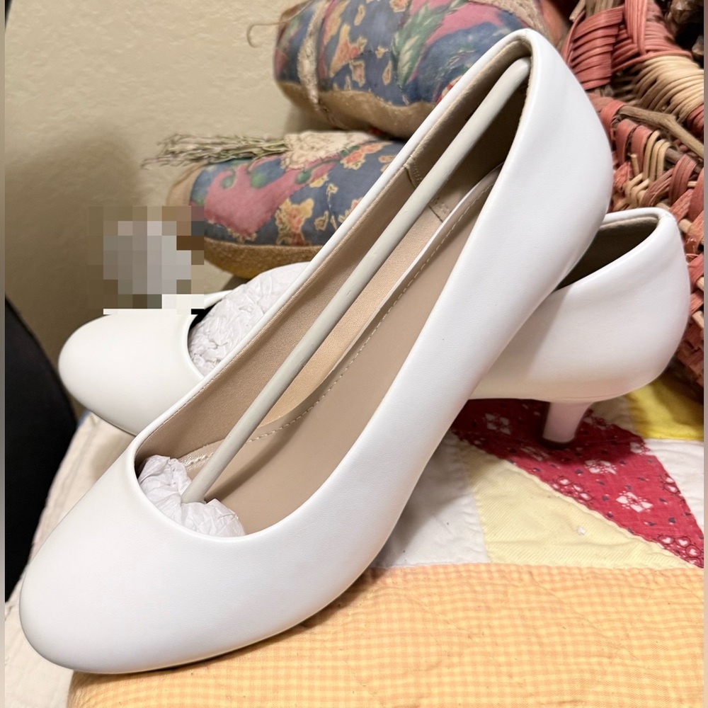 Dream Pairs Vegan Leather White Pumps Spring Summer Wedding Slip On Size 10